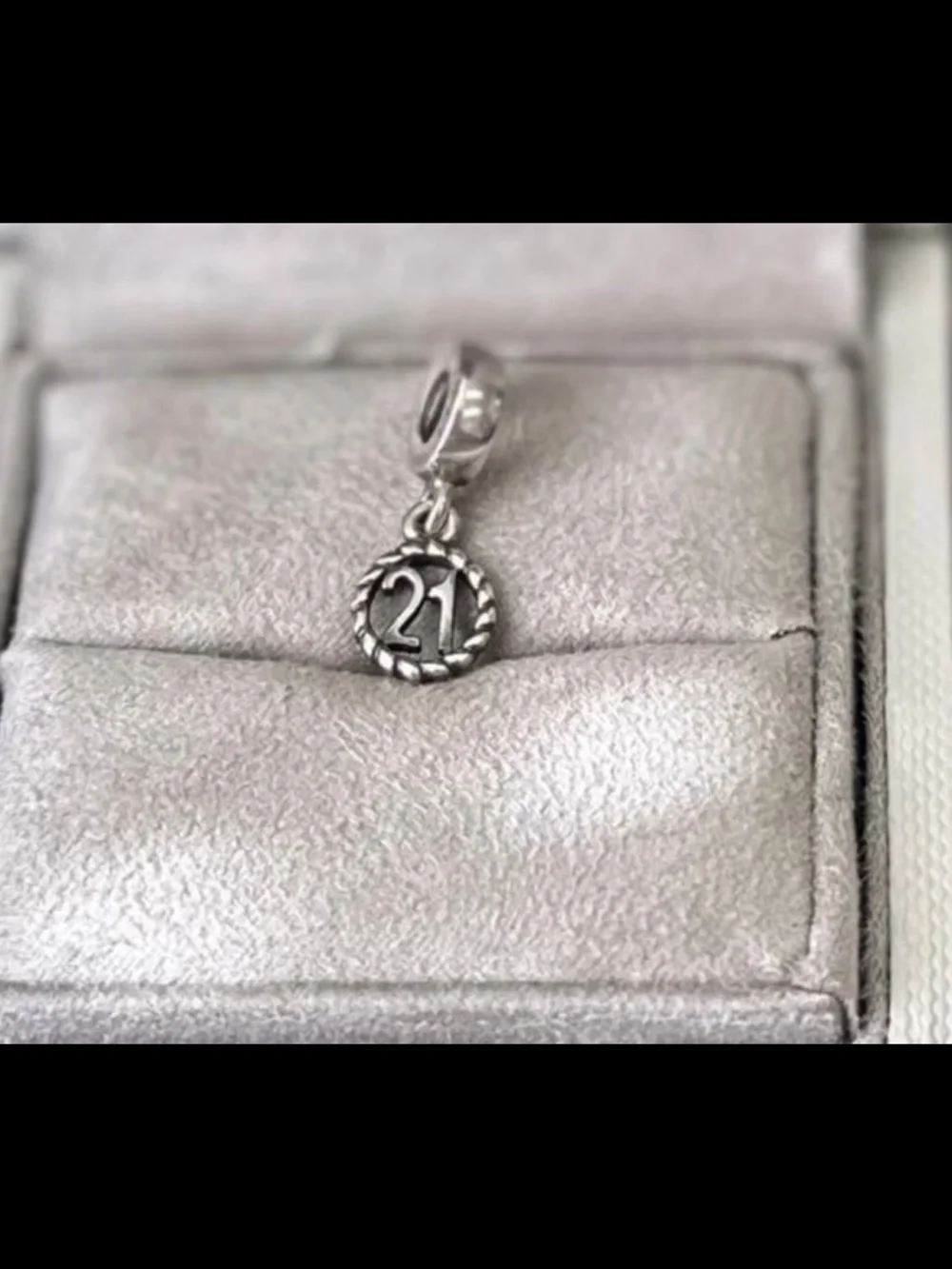 Pandora Sterling Silver Rope Circle '21' Dangle Charm